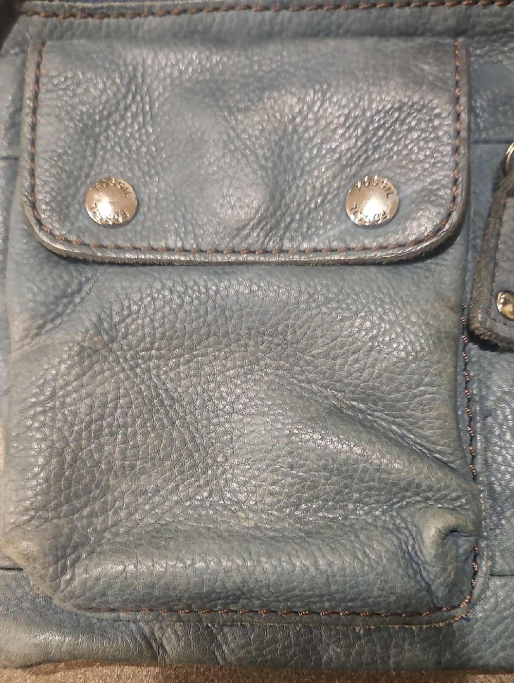 Fossil Blue Leather Crossbody Bag - Picture 2 of 8